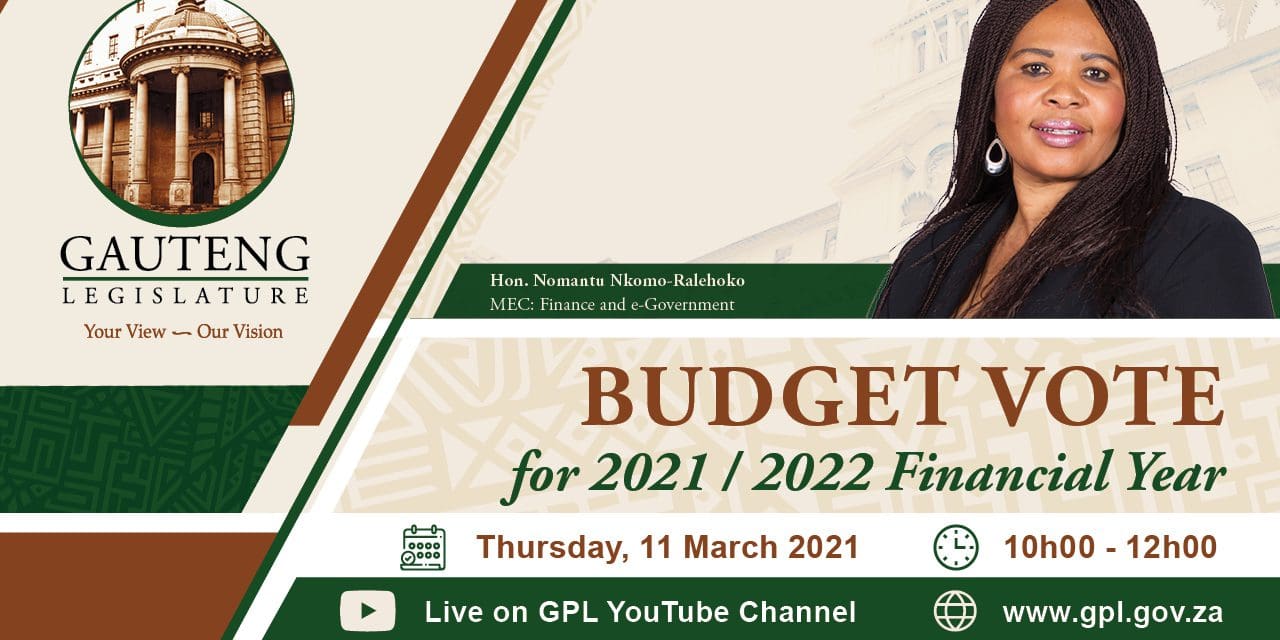 2021/2022 budget vote, thursday 11 march 2021