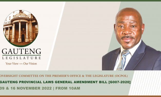 OCPOL solicits public input into: The Gauteng Provincial Laws General Amendment Bill [G007-2020]  